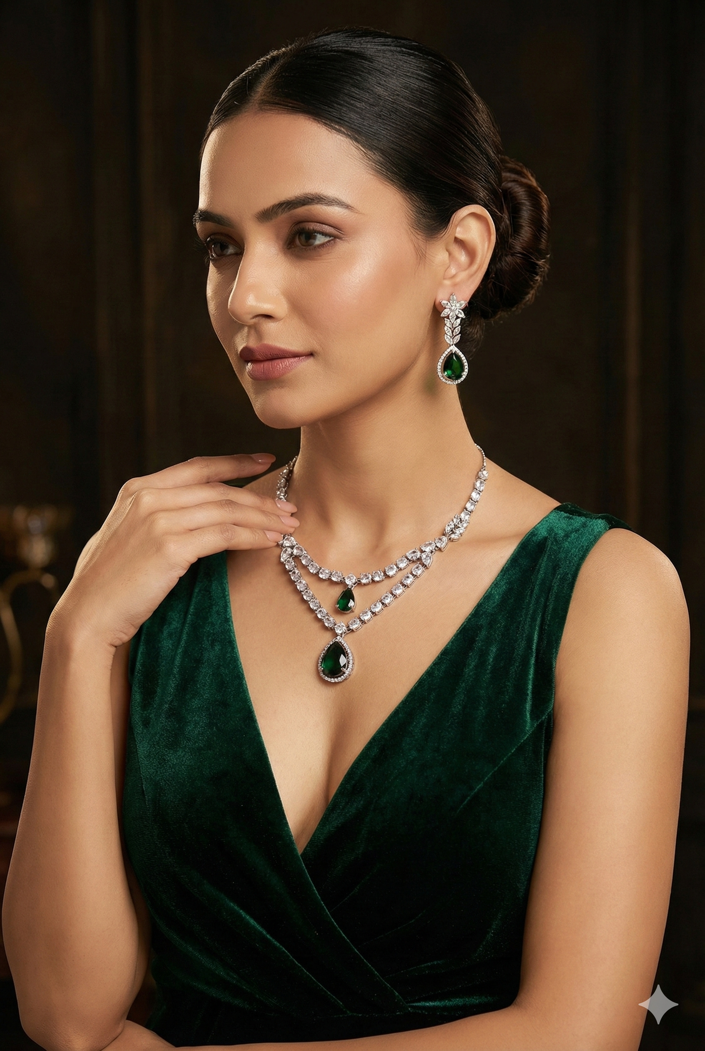 Orna Zircom American Diamond Necklace Set