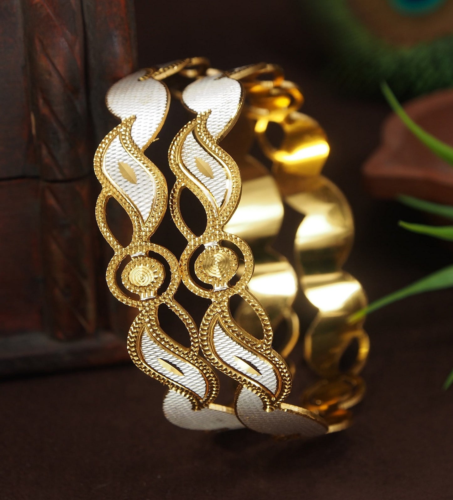Elegant Two-Tone Plated Designer Bangles