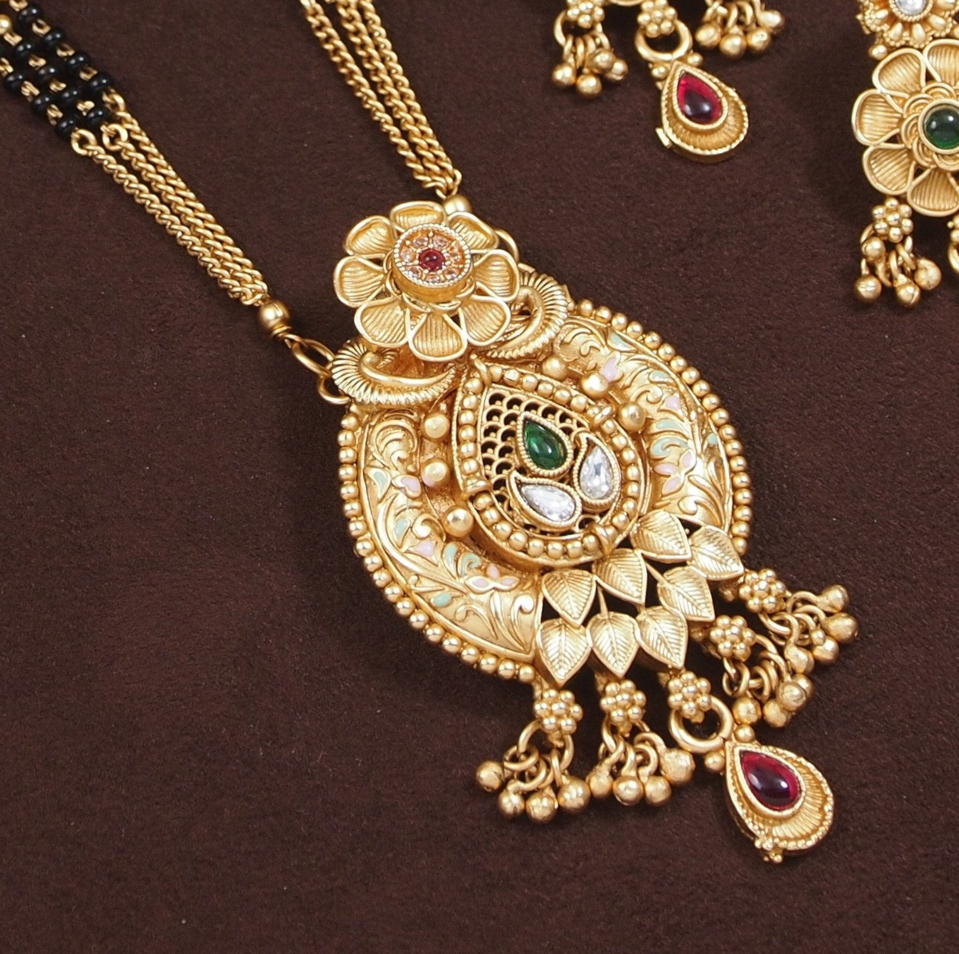 Rajwadi Plated Mangalsutra Set with Earrings