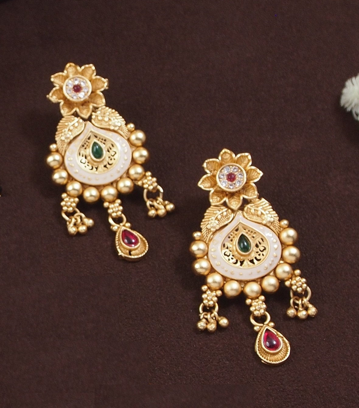 Royal Gold-Plated Meenakari Bridal Mangalsutra Set with Earrings
