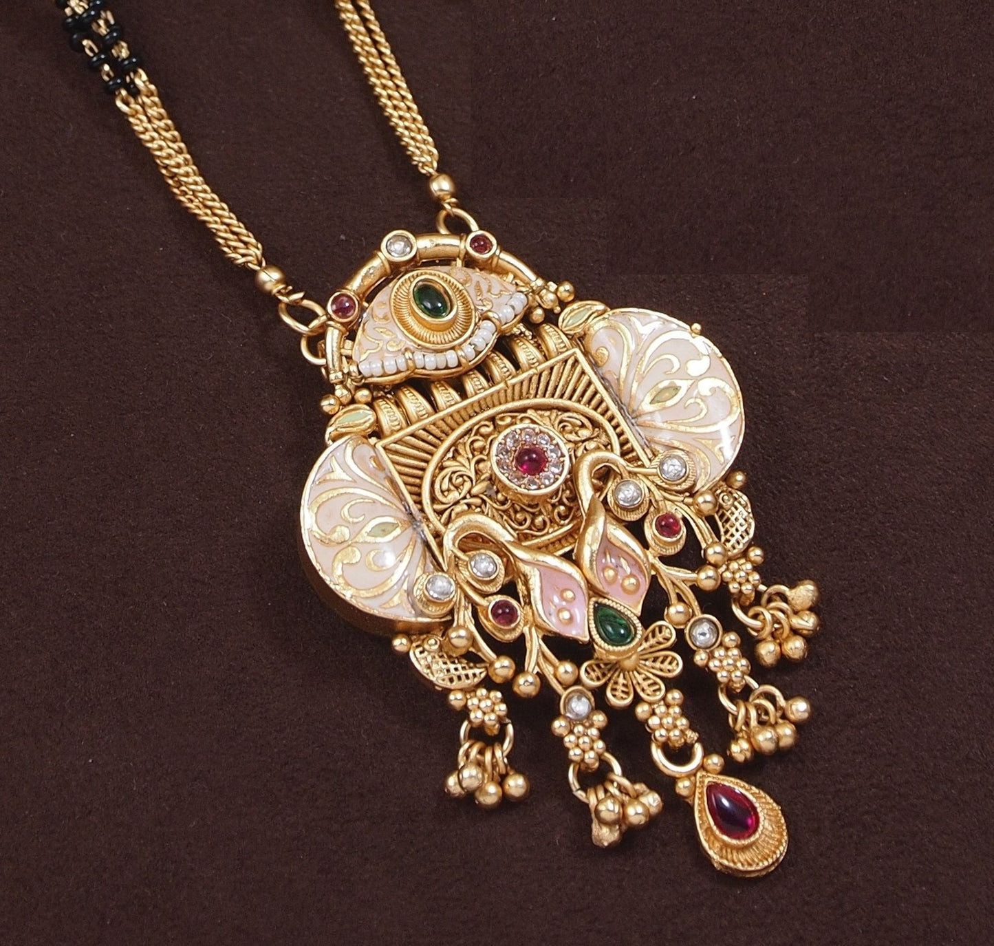 Traditional Gold-Plated Mangalsutra & Earrings Set