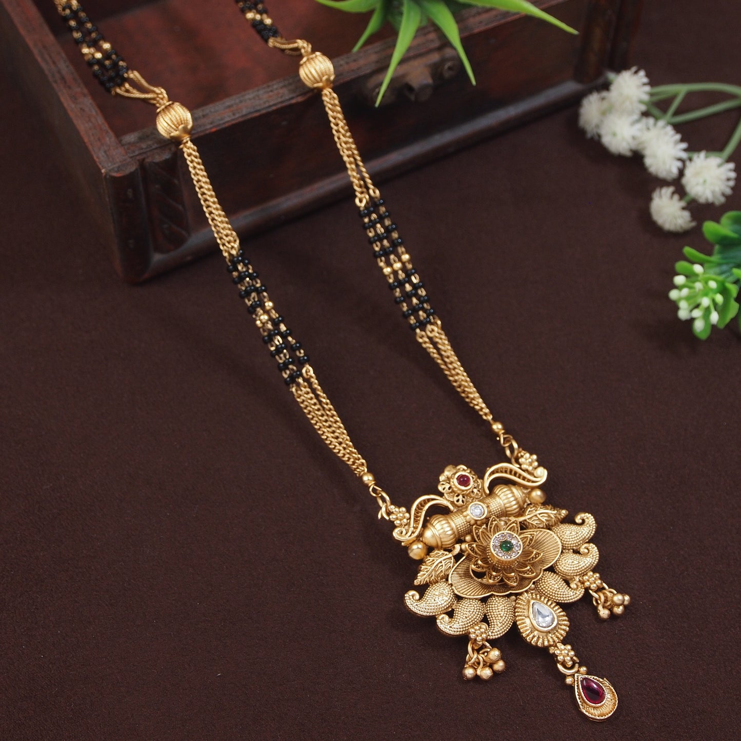 Traditional Gold-Plated Mangalsutra with Intricate Pendant