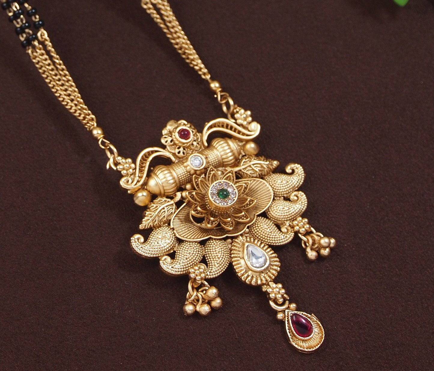 Traditional Gold-Plated Mangalsutra with Intricate Pendant