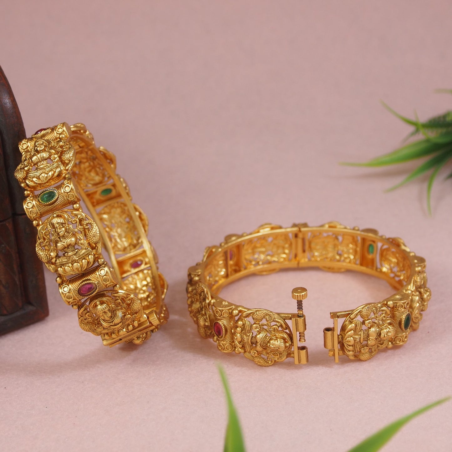 Amazing antique gold Maa Lakshmi openable kada bangle Temple Jewellery