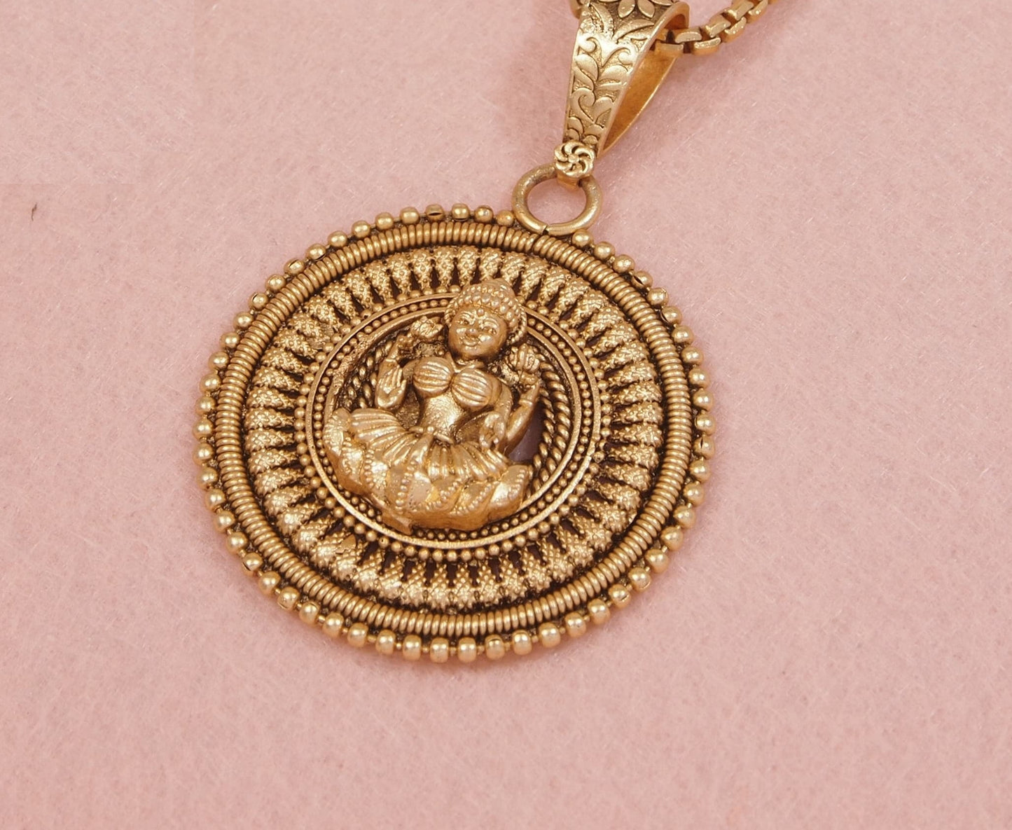 Antique Lakshmi Pendant Necklace Chain
