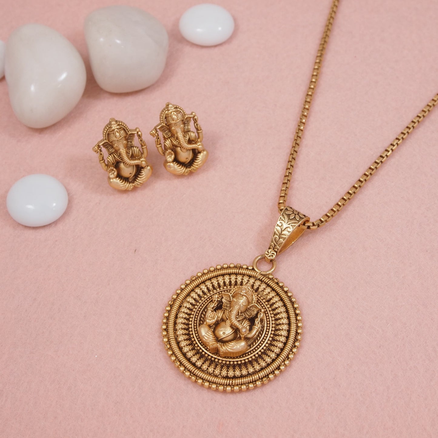 Antique Ganpati Pendant Necklace Chain