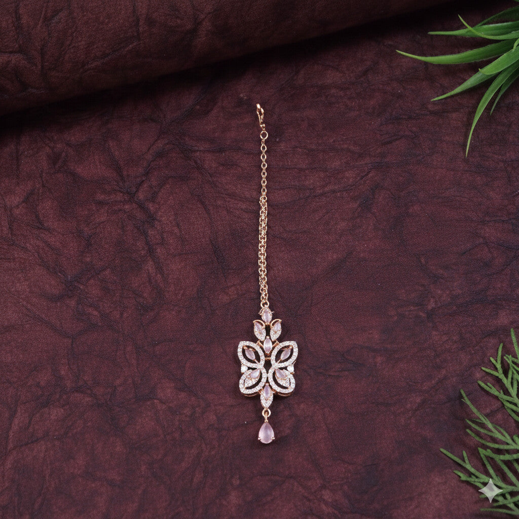 Zircon Rose Gold Brass Chokar Necklace