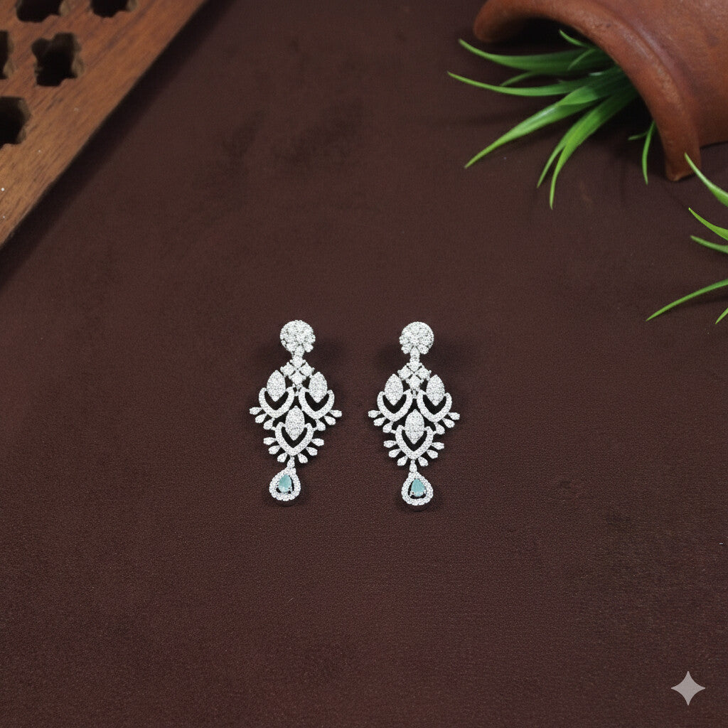 Zircon Mint Silver Necklace Set