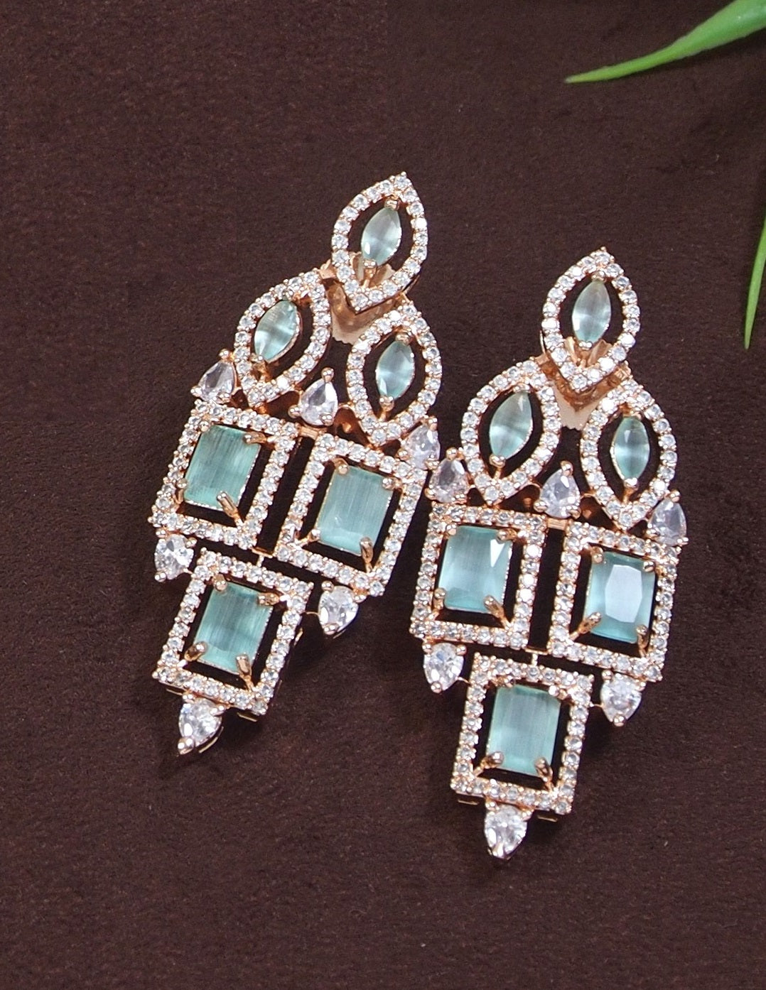 Zircon Mint Rose Gold Necklace Set
