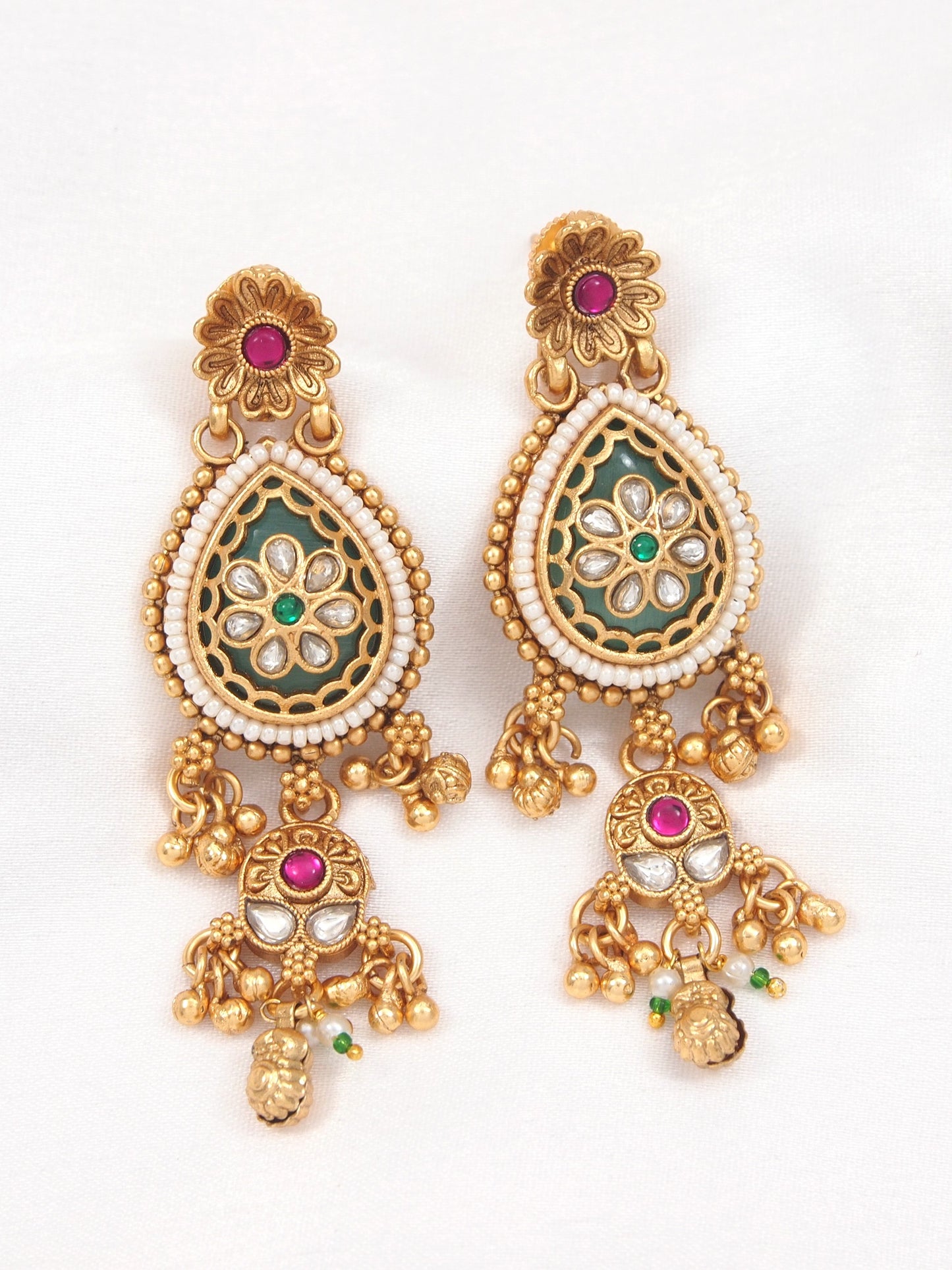 Gold Plated Heritage Temple Style Mangalsutra with Matching Drop Earrings