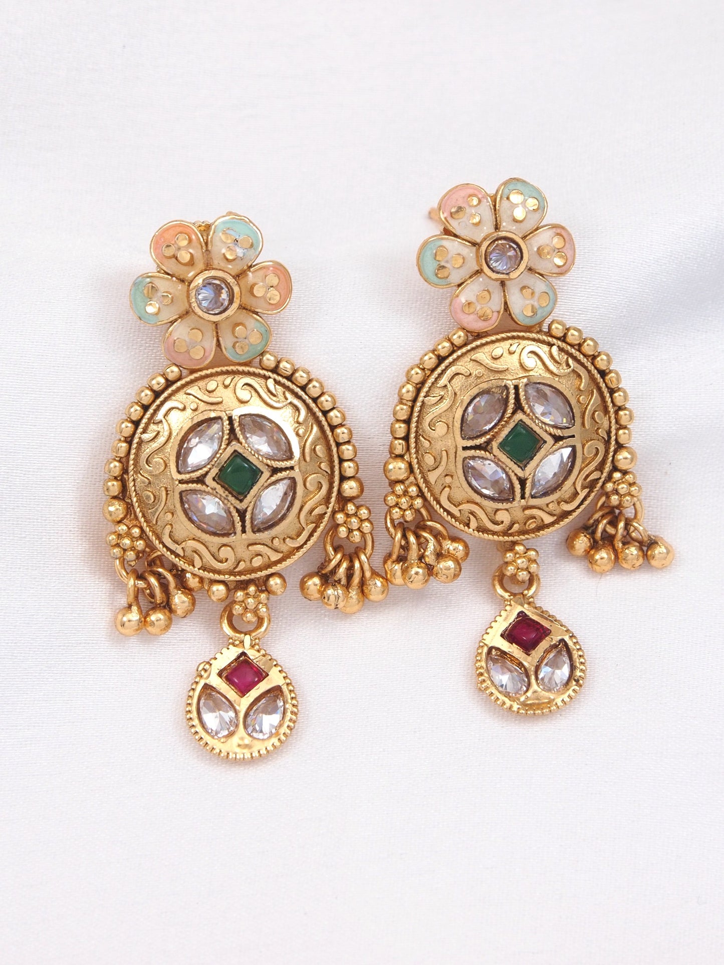 Women Gold-Toned Antique Rani Haar Trend Long Temple Necklace Set