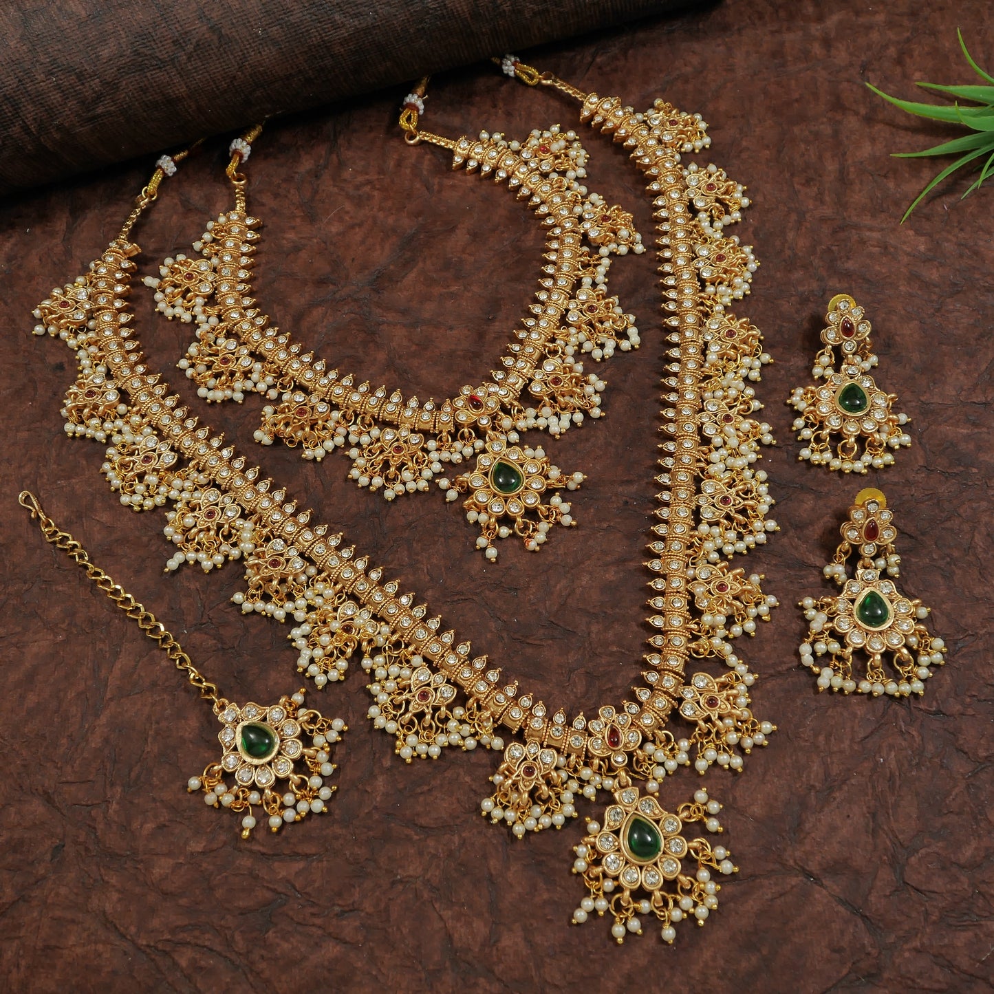 Traditional Gold Plated Combo Bridal Necklace Set
