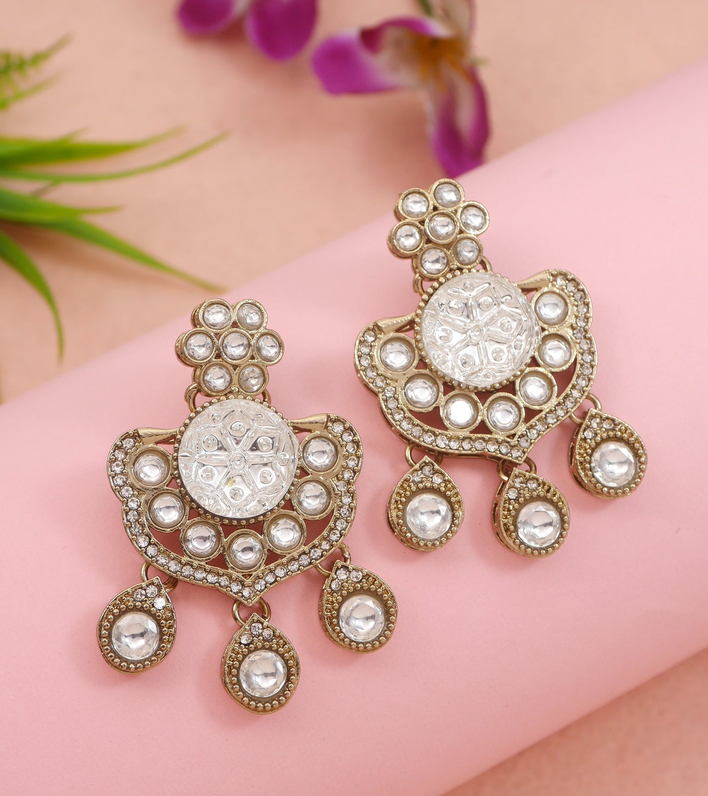 Royal Kundan & Pearl Beaded Necklace Set with Matching Earrings
