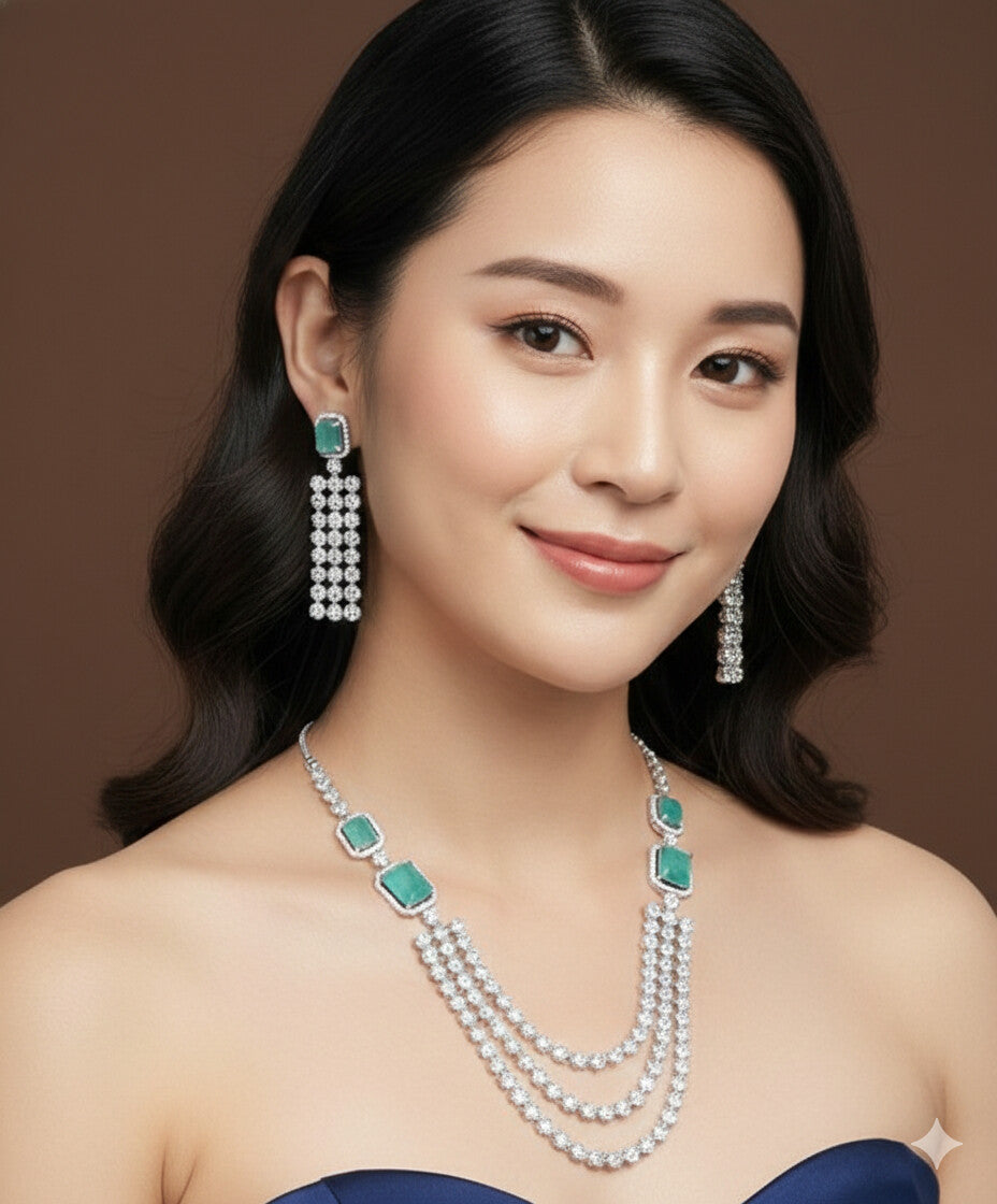 Three Layer Zircon Necklace Set