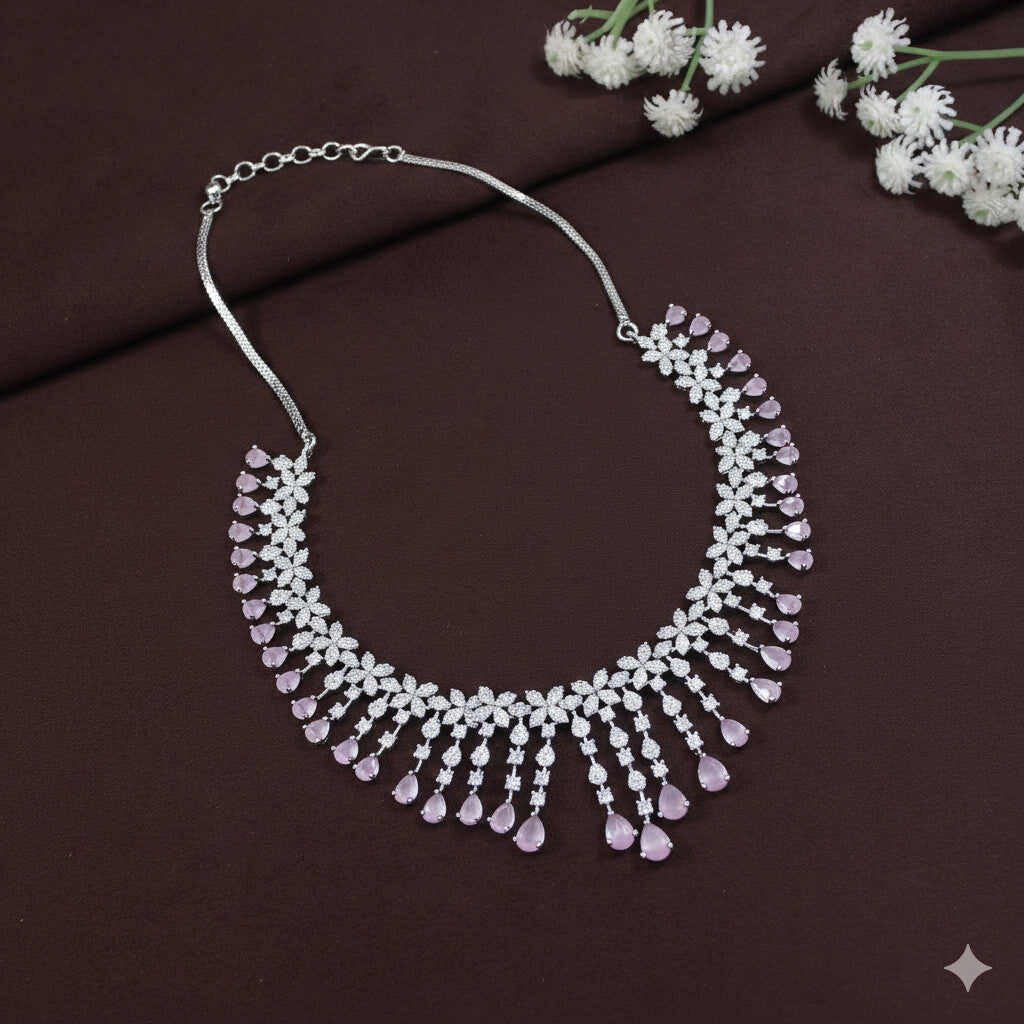 American Diamond Zircon Necklace Set
