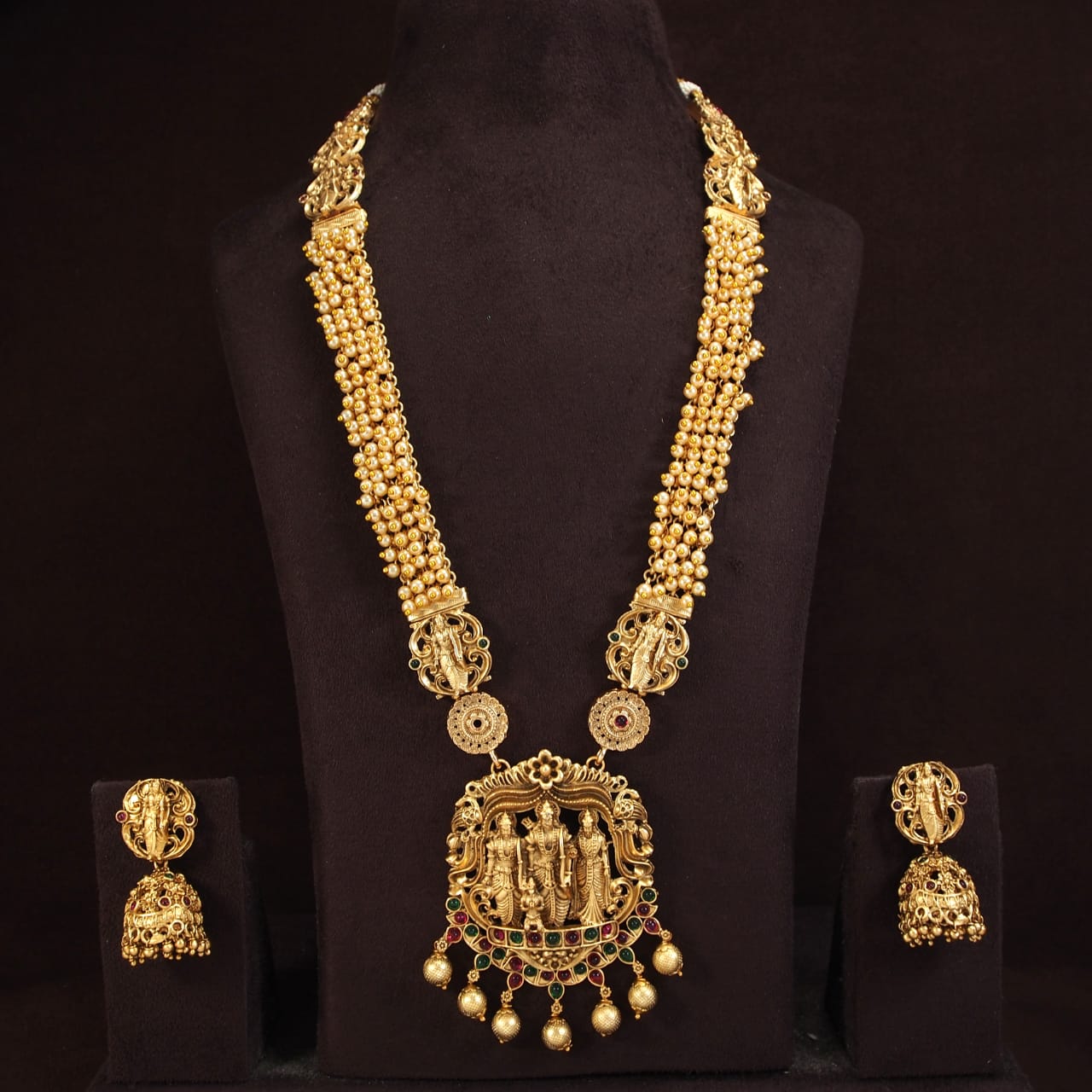 Orna Ram Parivar Temple antique Long Necklace Set