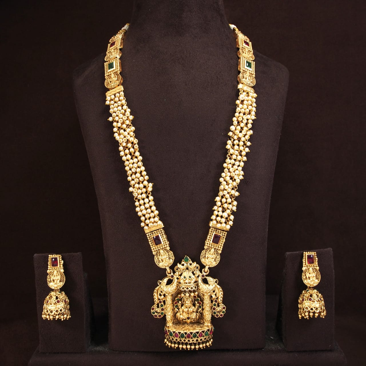 Orna Laxmidevi Temple Antique Long Necklace Set