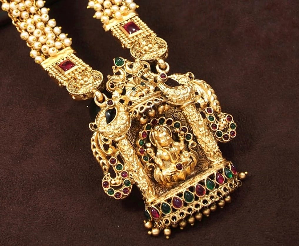 Orna Laxmidevi Temple Antique Long Necklace Set