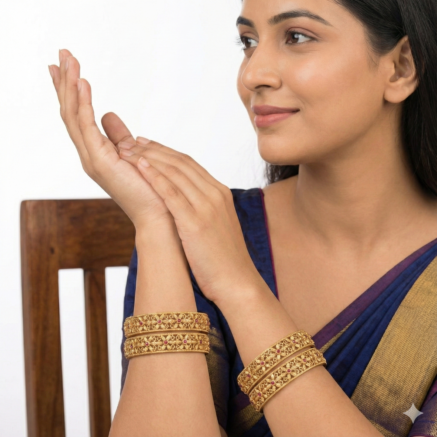 Orna Rajwadi Gold Matte Finish Bangles (Set of 4)
