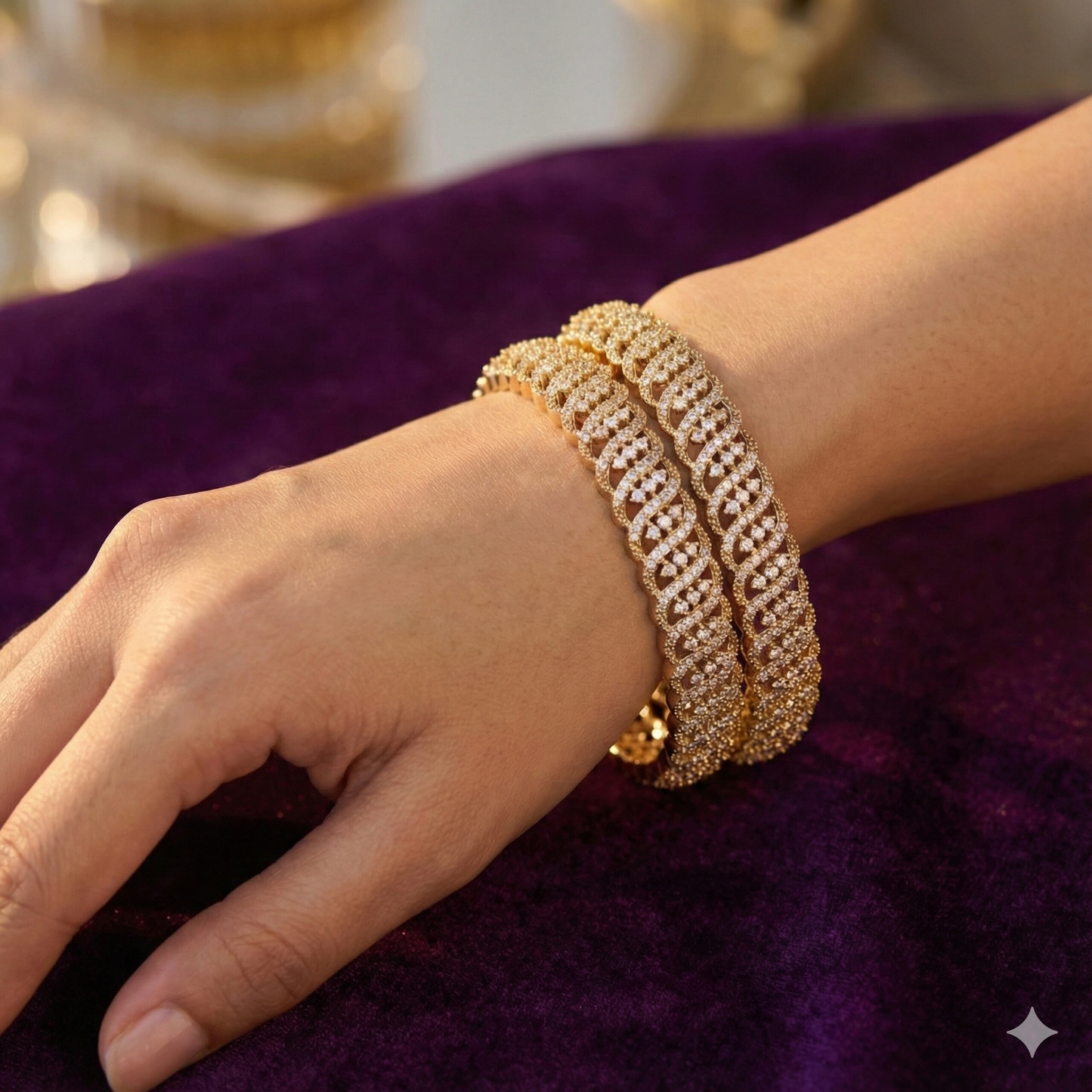 Orna Victorian-Plated American Diamond Designer Bangles for Women