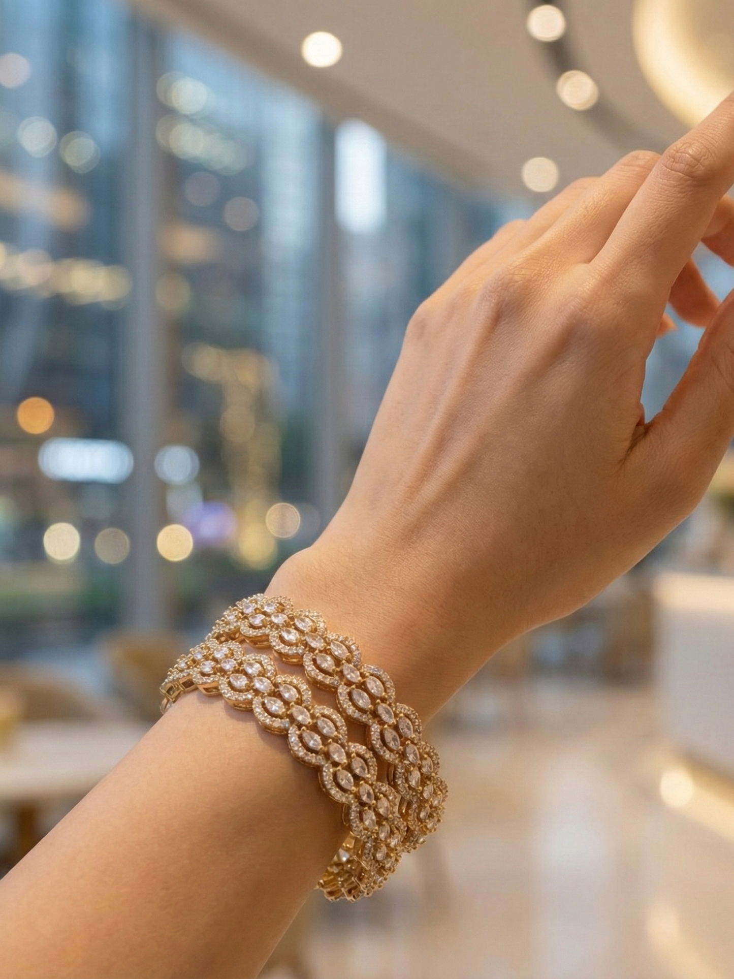 Orna Designer Victorian Finish American Diamond Bangles