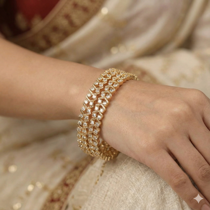 Orna Brass Gold-Plated American Diamond Designer Bangles