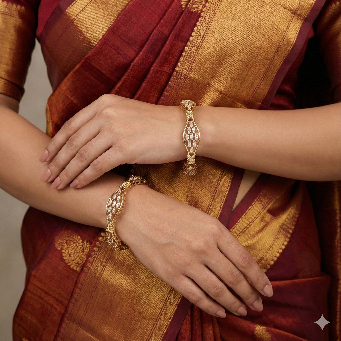 Orna Victorian-Plated Stone Studded Designer Bangles