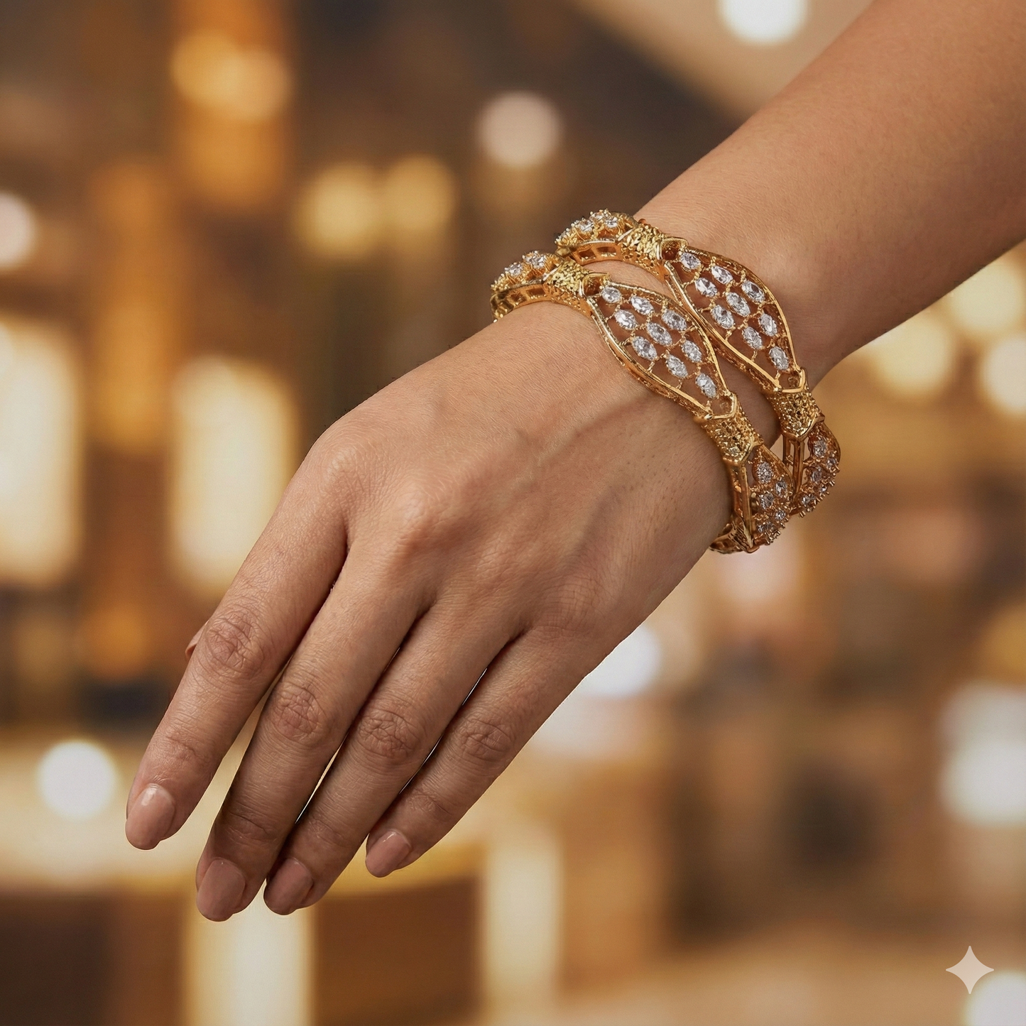 Orna Victorian-Plated Stone Studded Designer Bangles