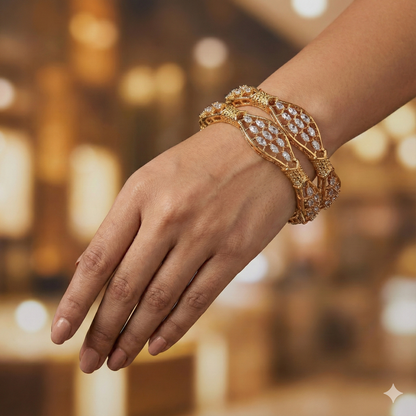 Orna Victorian-Plated Stone Studded Designer Bangles