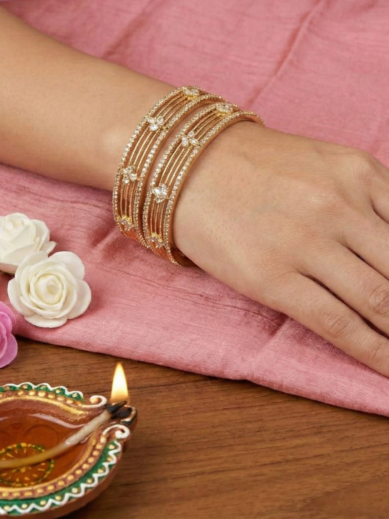 Orna Antique Finish Stone Studded Designer Bangles