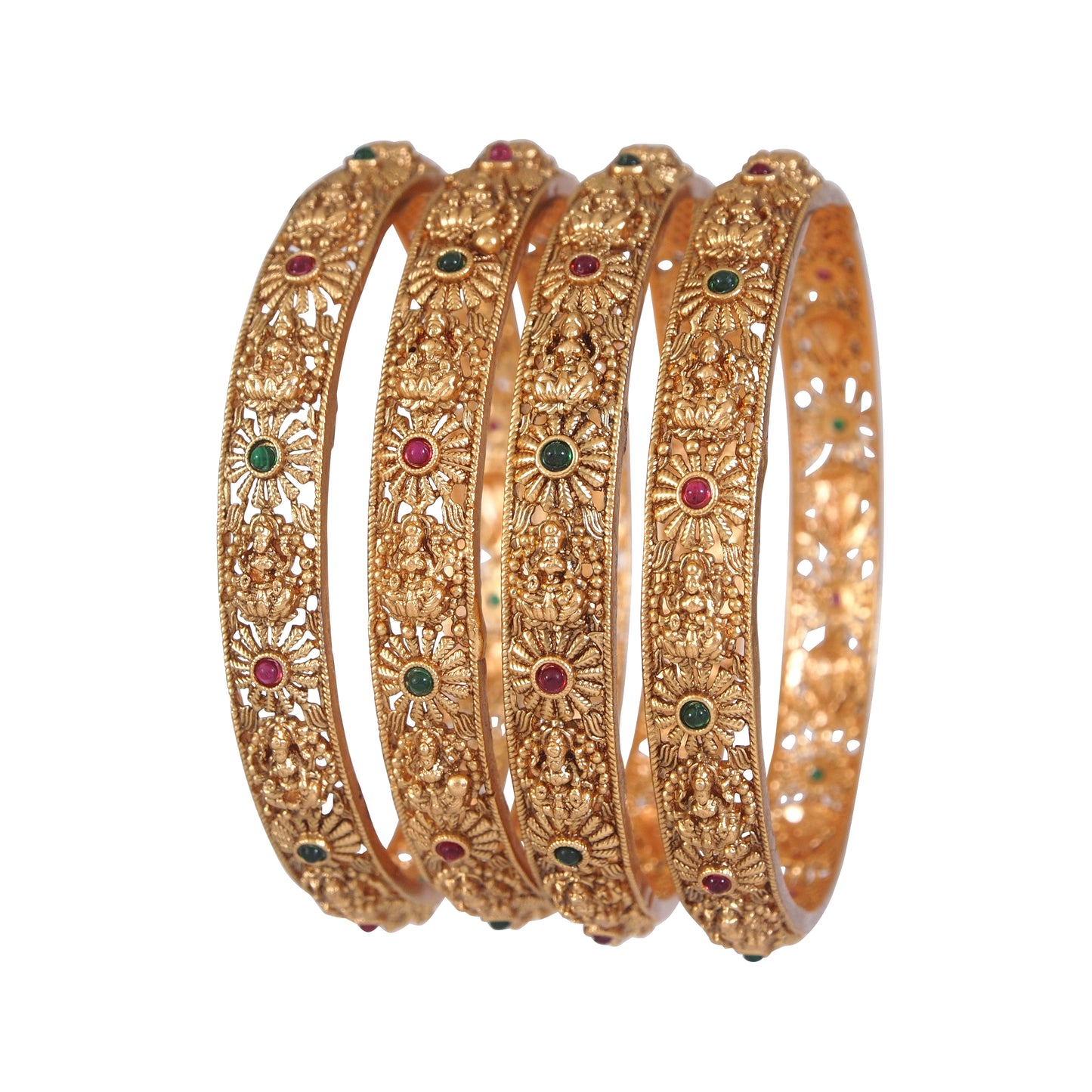 Laxmi Temple Matte Finish Bangle Set (Pack of 4)