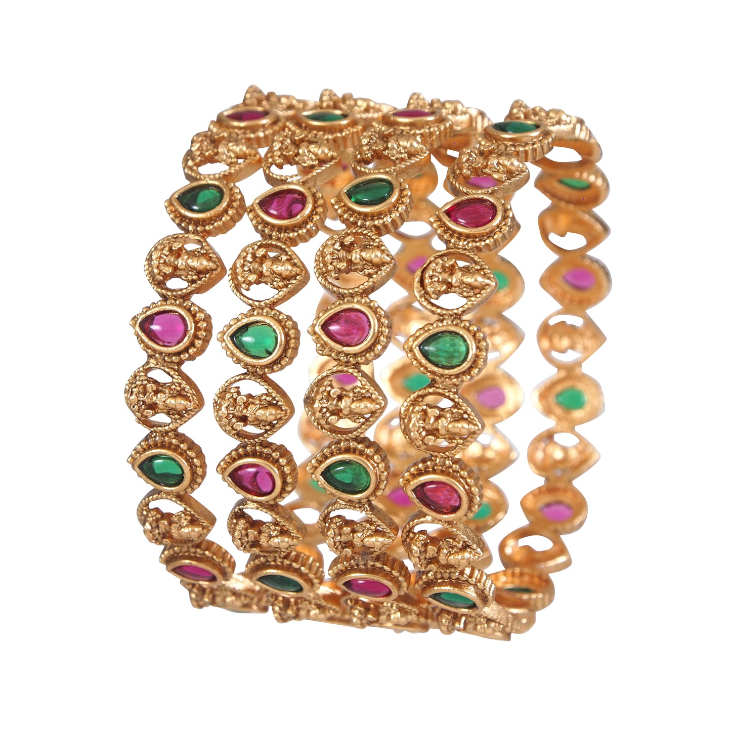 Laxmi Temple Matte Finish Bangle Set (Pack of 4)