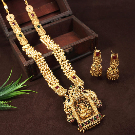 Orna Laxmidevi Temple Antique Long Necklace Set