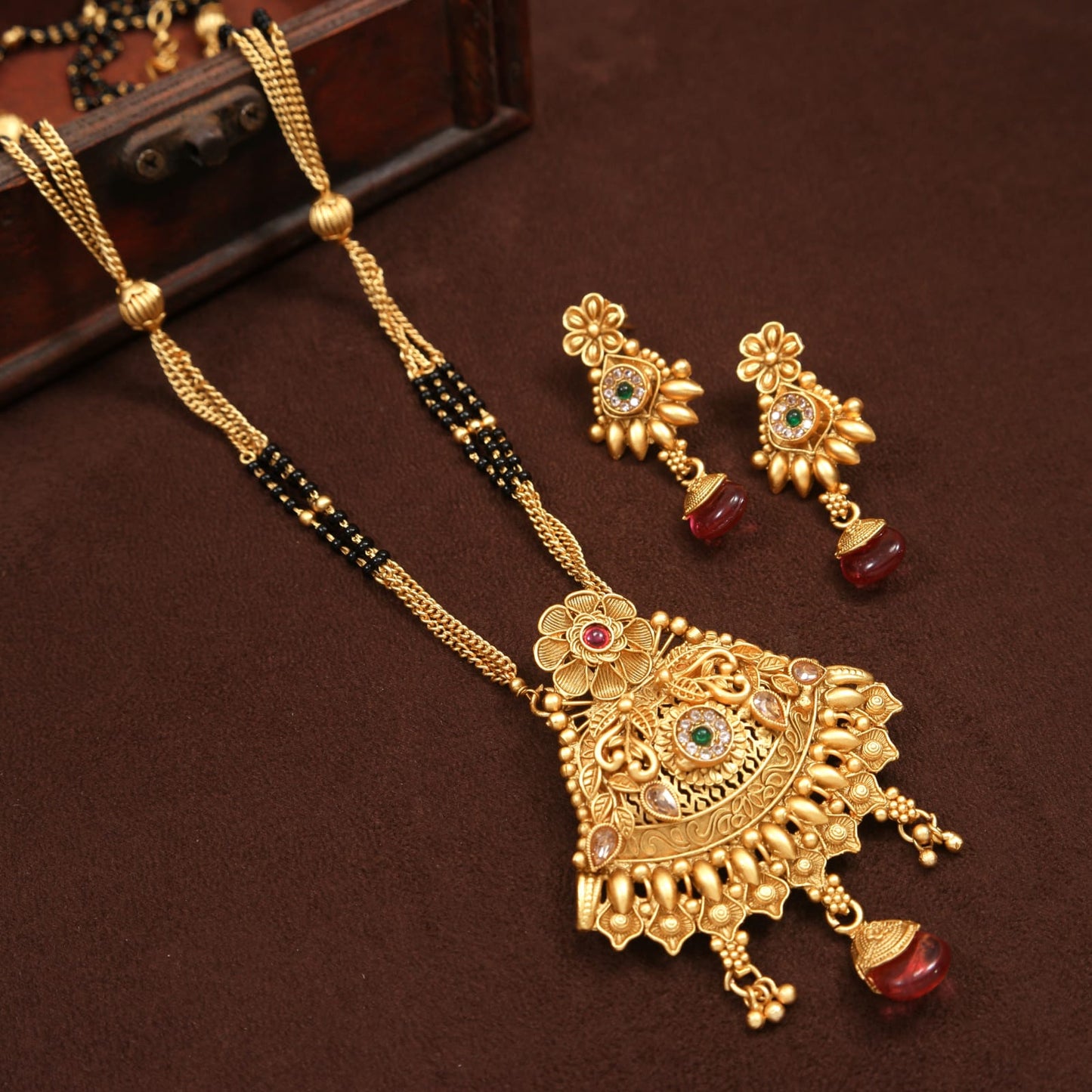 Orna American Diamond Brass Mangalsutra Set