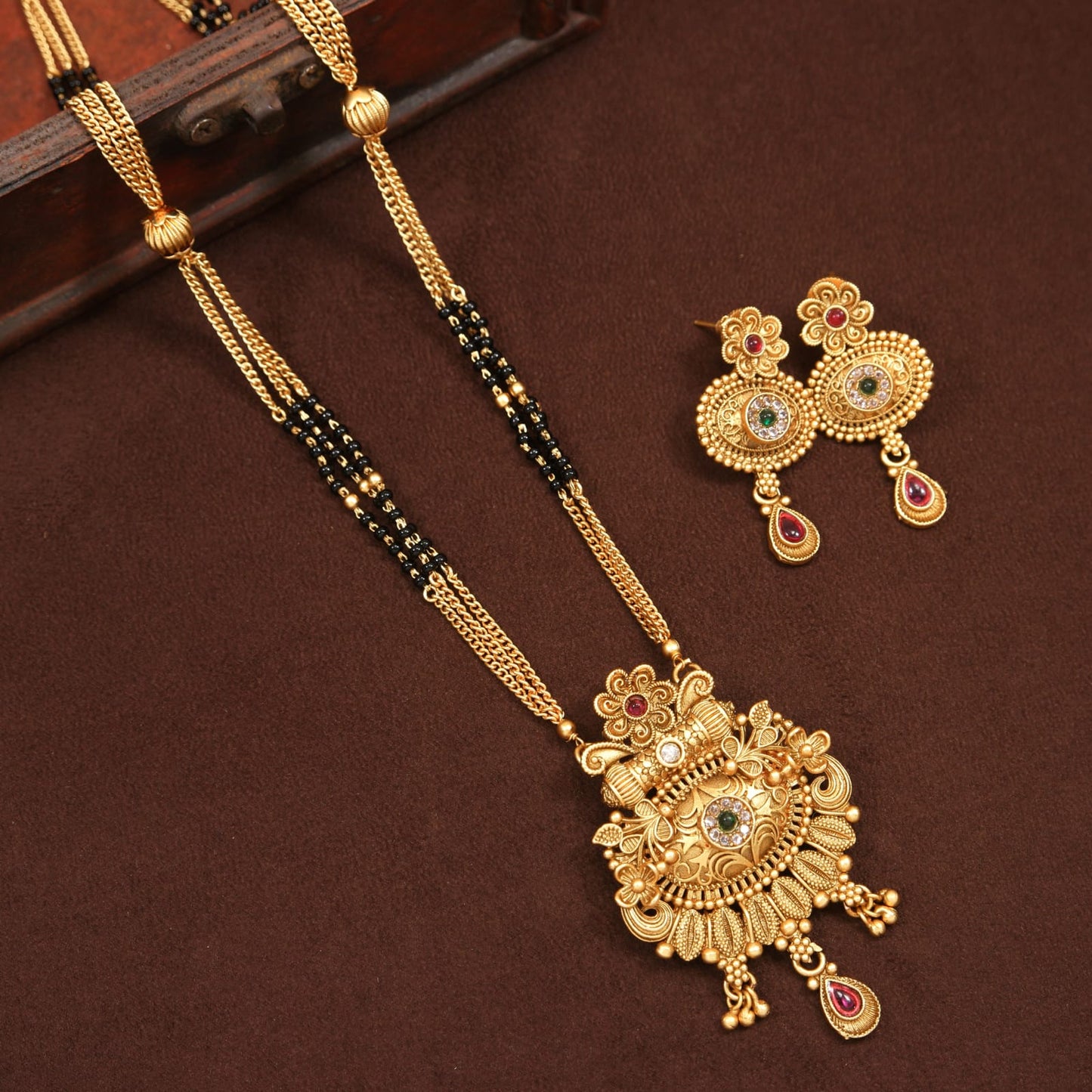 Orna American Diamond Brass Mangalsutra Set