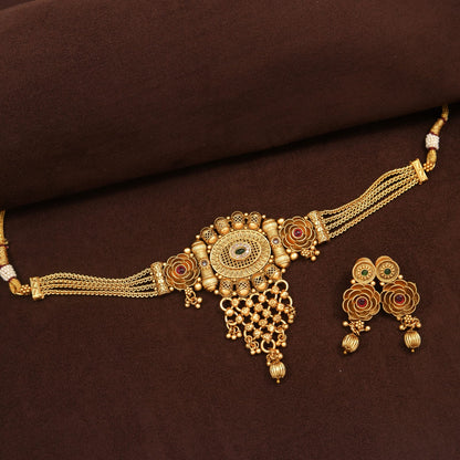 Antique Gold-Plated Choker Necklace Set