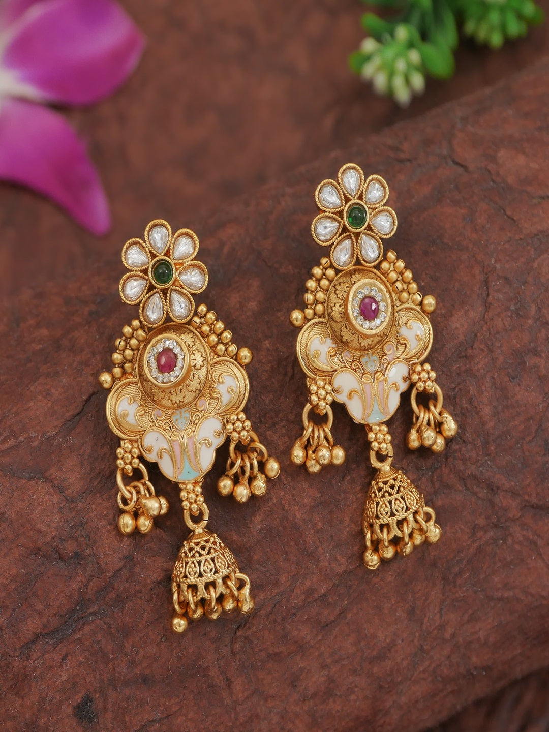 Traditional Royal Rani Haar Antique Brass Long Necklace & Earring Set