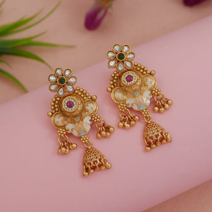 Traditional Royal Rani Haar Antique Brass Long Necklace & Earring Set