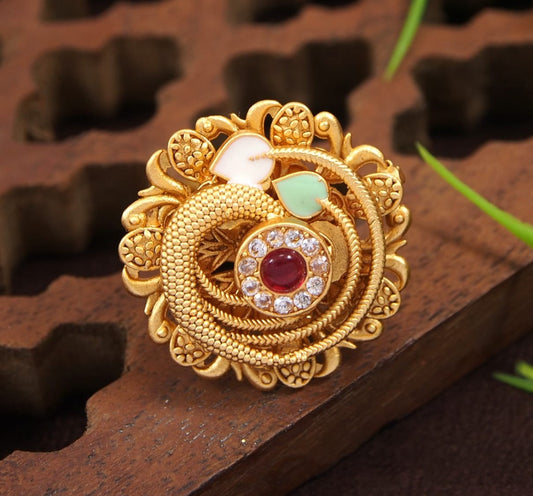 Orna Brass Meenakari AD Finger Ring