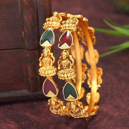 Traditional Temple Laxmidevi Tilak Meenakari Brass Bangle