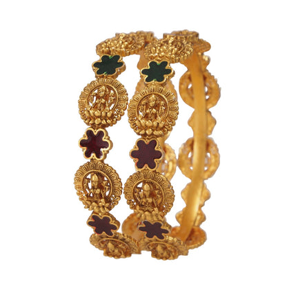 Traditional Temple Laxmidevi Star Meenakari Brass Bangle