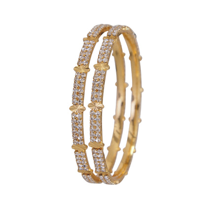 Gold-Plated Designer Bangles with Cubic Zirconia ? Elegant Bridal & Party Wear