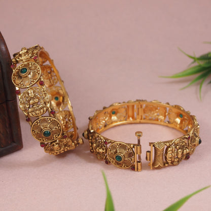 Amazing antique gold Maa Lakshmi openable kada bangle Temple Jewellery