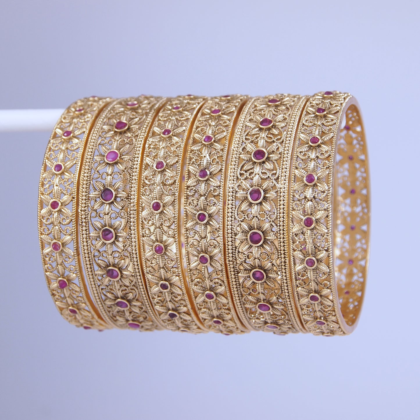 Orna Rajwadi Gold Matte Finish Bangles (Set of 6)