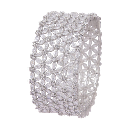 American Diamond Free Size Openable Silver Bracelet (Copy)