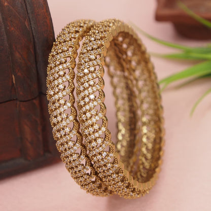 Orna Victorian-Plated American Diamond Designer Bangles for Women