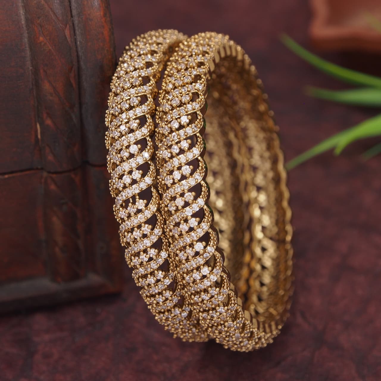 Orna Victorian-Plated American Diamond Designer Bangles for Women