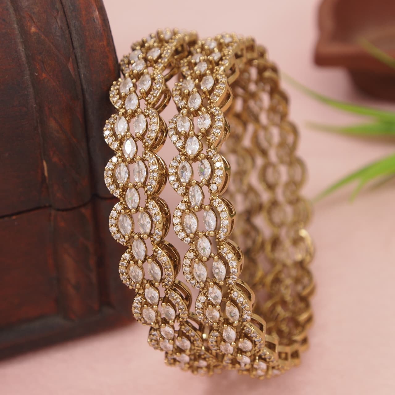 Orna Designer Victorian Finish American Diamond Bangles