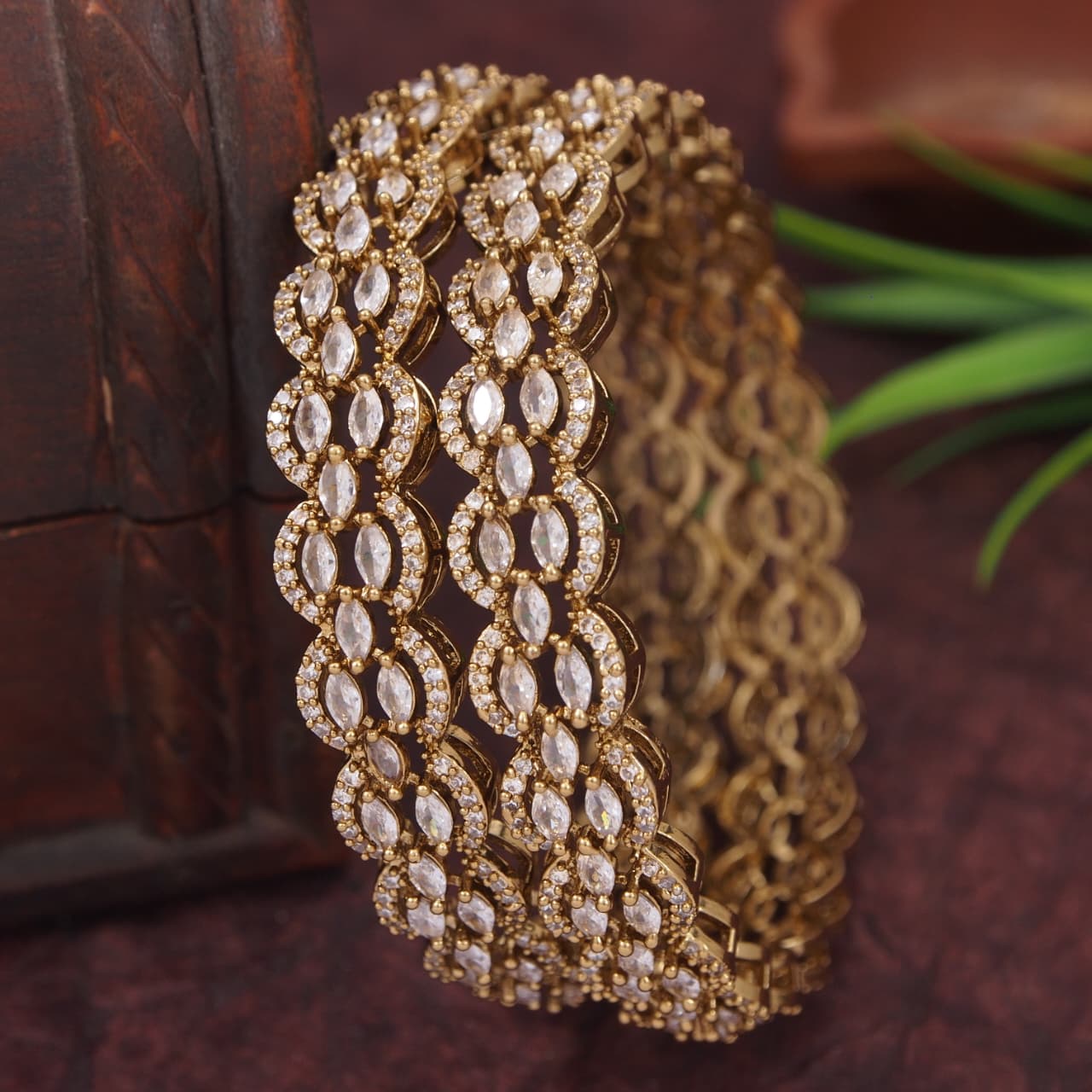 Orna Designer Victorian Finish American Diamond Bangles