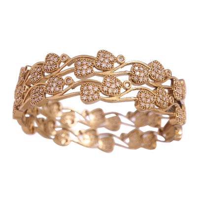 Orna Designer Victorian-Plated American Diamond Heart Motif Bangles